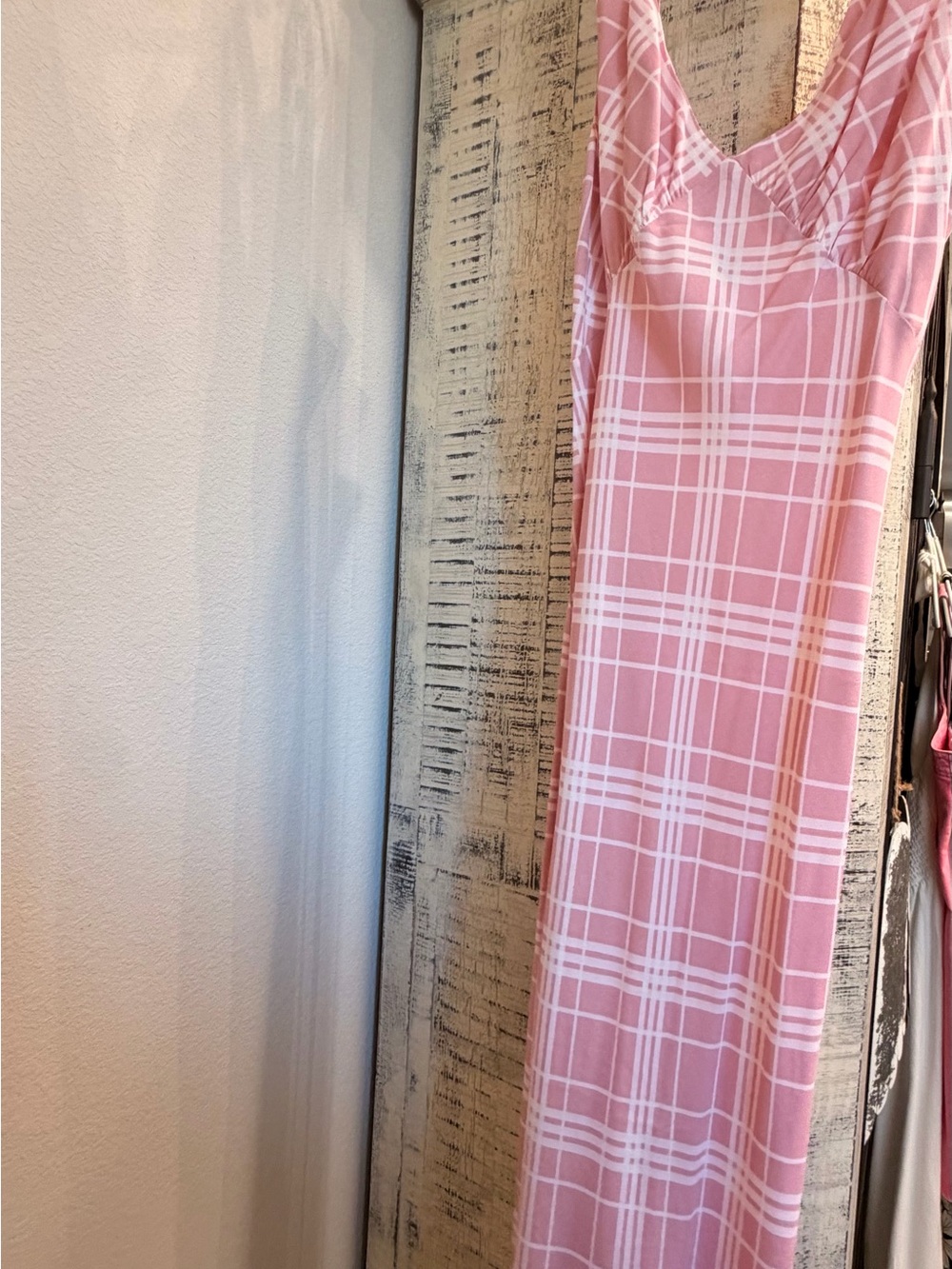 Reformation Beauden Pink Plaid Crepe Midi Dress Size L NEW! NWT